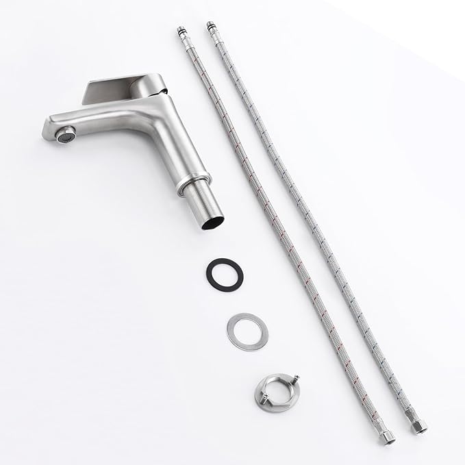 SUMERAIN Brushed Nickel Bathroom Sink Faucet Washbasin Faucet 304 Stainless Steel Single Hole Single Lever Handle