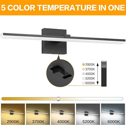 Black Bathroom Light Fixtures Modern Vanity Lights for Bathroom 24in LED Bath Lights Bar 5CCT Dimmable