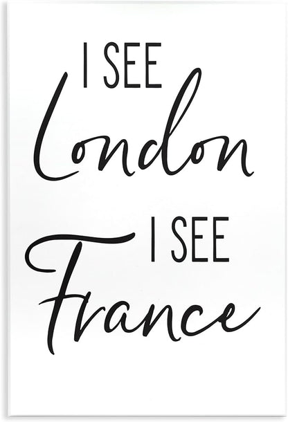 'I See London and France Saying Bathroom Humor'| Wall Plaque Art | Stupell Industries | 13 x 19 Inches, Easy to Hang and Sturdy, Made in USA, by Lettered and Lined