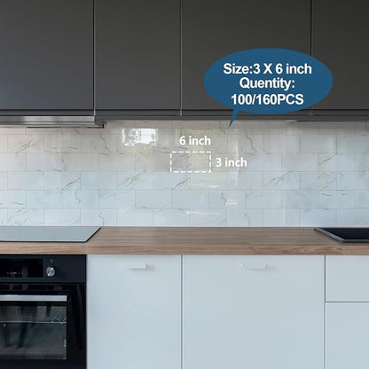 Yipscazo Peel and Stick backsplash 3 x 6 Inches 3D PVC Composite Wall Tile Stick on Backsplash Tile for Kitchen Bathroom, Laundry Room, Fireplace(Polished Carat Gold, 160 Pieces)