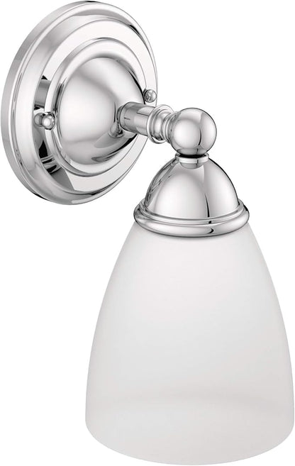 Moen YB2261CH Brantford 1-Light Dual-Mount Bath Bathroom Vanity Fixture with Frosted Glass, Chrome