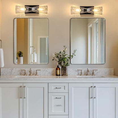 Wall Mirror Brushed Nickel for Bathroom, 24x36x1 Rounded Rectangle Mirror with Stainless Steel Silver Metal Frame, Modern Bathroom Vanity Mirror
