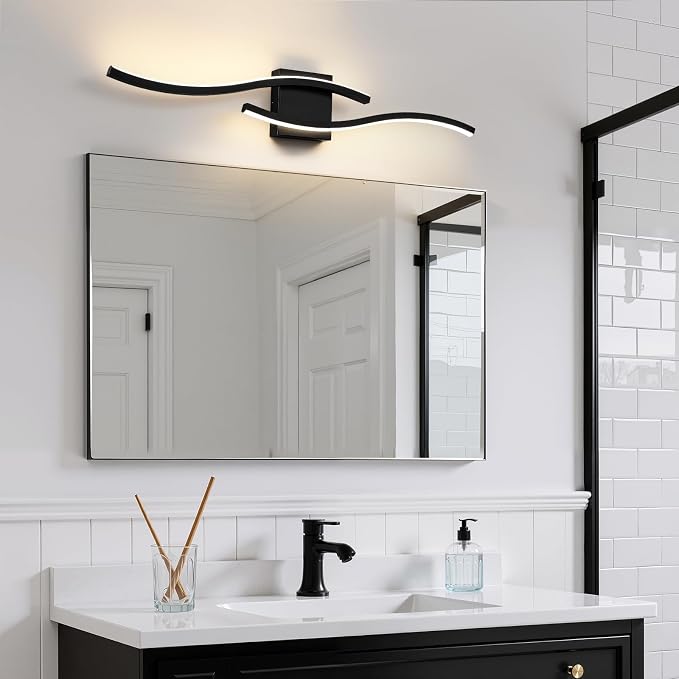 Bathroom Vanity Lights Over Mirror: 31.5 Inch 20W Black LED Bathroom Lighting Fixtures 5CCT Dimmable 2700-5000K Vanity Lighting Modern Bath Sconces Wall Light for Mirror Cabinets Bedroom Living Room