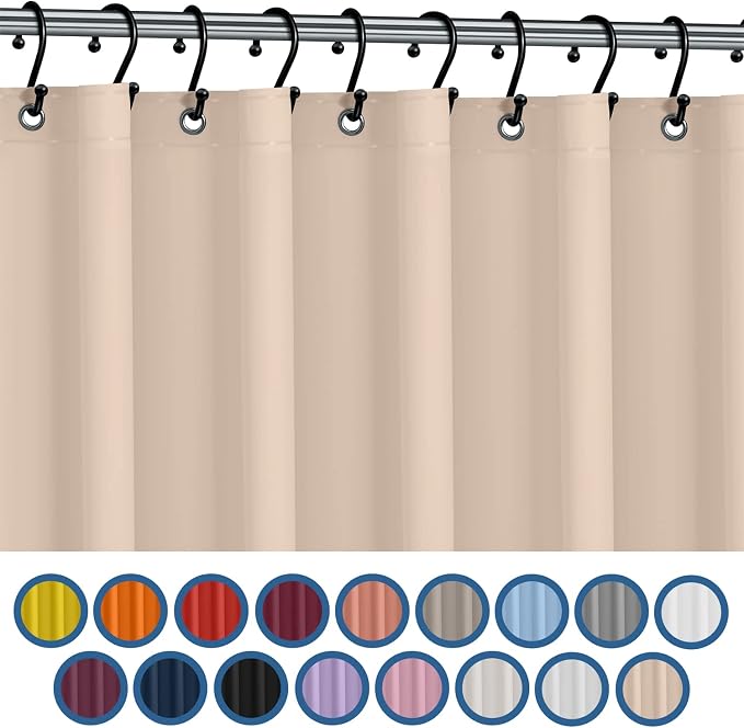 No Smell Shower Curtain Liner 72x72 Beige - PEVA Plastic Shower Curtain for Bathroom, PVC-Free Waterproof Sand Shower Liner with Metal Grommets and Magnet-Weighted Bottom Hem - Washable Liner
