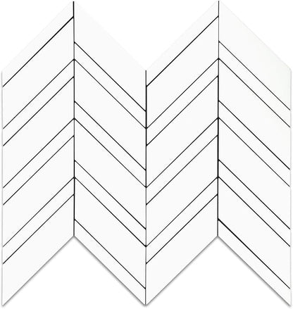 Yipscazo Polished White Herringbone Peel and Stick Backsplash for Kitchen Walls, Sample Heat Resistant PVC Mixed Metal Stick on Backsplash Tiles,Waterproof Peel and Stick Tile for Bathroom&Shower