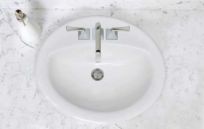 Design House 583203-WHT Traditional Simple Oval Drop-In Sink 20x17 Single Basin in White