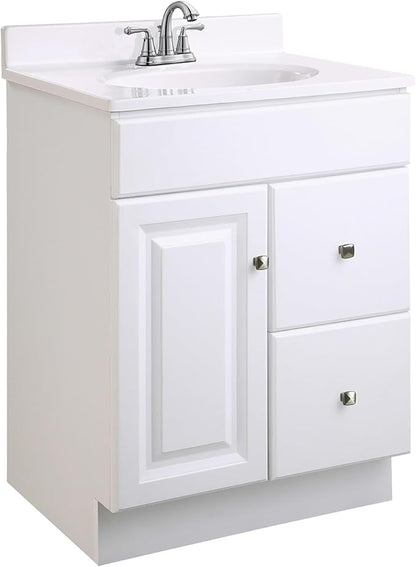 Design House Wyndham 24 Inch Bathroom Vanity, Ready to Assemble, Solid Wood, White, 597161
