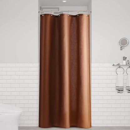 Rustic Brown 36 Inch Shower Curtain - Stall Narrow Half Linen Ultra Thick Fabric Shower Curtain Set with Hooks, Boho Farmhouse Rustic RV Camper Bath Curtains for Bathroom, 36x72