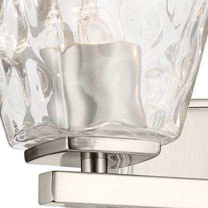 Kichler Marant 14.25" 2-Light Vanity Light with Clear Water Glass in Brushed Nickel, for Bathroom, Powder Room, Over a Mirror, (14.25" H x 9.5" H), 55215NIWTR
