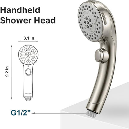 OFFO 5 Mode RV Shower Head Replacement, On Off Switch for Water Saving, High Flow Powerful Boosting Showerheads, Brushed Nickel