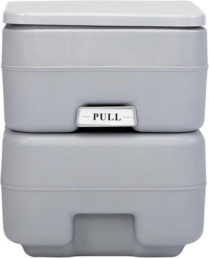 Generic Portable Push-rod Toilet, 20L/5.3 Gallons Detachable Tank for Camping, Boating, Hiking and Traveling, Cold Gray