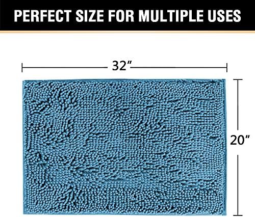 H.VERSAILTEX 20" X 32" Chenille Shaggy Bath Rug, Door Mat, Efficient Water Absorption, Thick, Anti-Slip and Plush Bath Mat for Bathroom, Living Room and Laundry Room (Dark Teal)