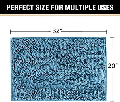 H.VERSAILTEX 20" X 32" Chenille Shaggy Bath Rug, Door Mat, Efficient Water Absorption, Thick, Anti-Slip and Plush Bath Mat for Bathroom, Living Room and Laundry Room (Dark Teal)