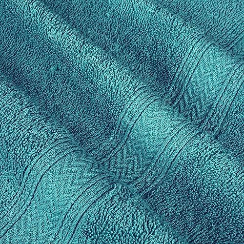 HILLFAIR 100% Cotton 24 Piece Bath Towels Set for Bathroom- Sea Green