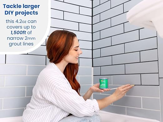 Grout Pen Grout Paint for Tile, Floor & Shower - Black - 125ml (4.2oz) | Waterproof Paint Grout Refresh Restorer for Kitchen & Bathroom Tiles - Can Size for Larger Projects