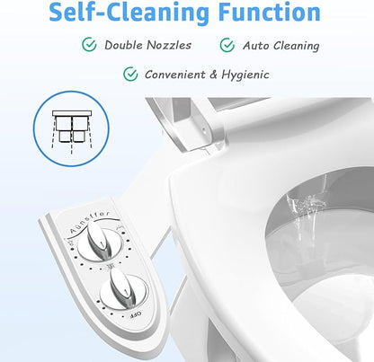 Bidet Toilet Attachment,Non-Electric 3 Wash Modes, Adjustable Water Pressure, Cold Water, White