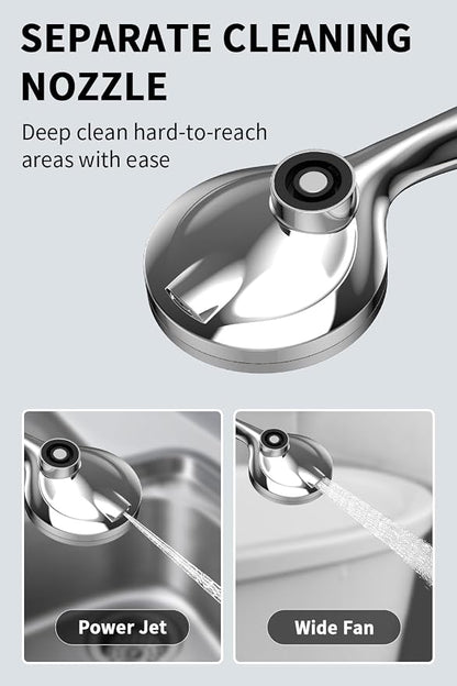 Magnetic Shower Head with Handheld - 10 Spray Modes High Pressure Filtered Showerhead, Detachable Magnetic Mount, Built-in WaterFilter, Extra Cleaning Nozzle, Chrome
