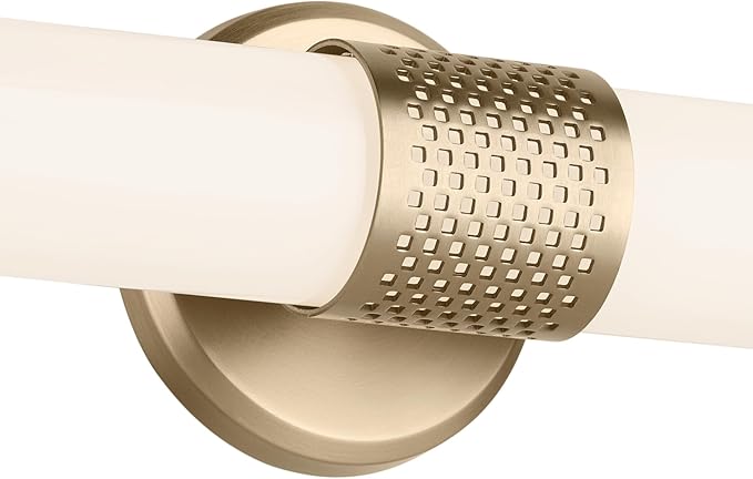 Kichler Sashi 24.25" LED Medium Bath Bar with White Glass in Champagne Bronze, Modern, for Vanity, Fireplace, Buffet, Hallway, Vanity Mirror, (24.25" W x 5" H) 55192CPZLED
