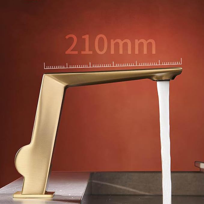 BiaoTeng Brushed Gold Bathroom Faucets Single Handle Hot and Cold Brass Faucets for Bathroom Sinks One Hole