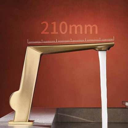 BiaoTeng Brushed Gold Bathroom Faucets Single Handle Hot and Cold Brass Faucets for Bathroom Sinks One Hole