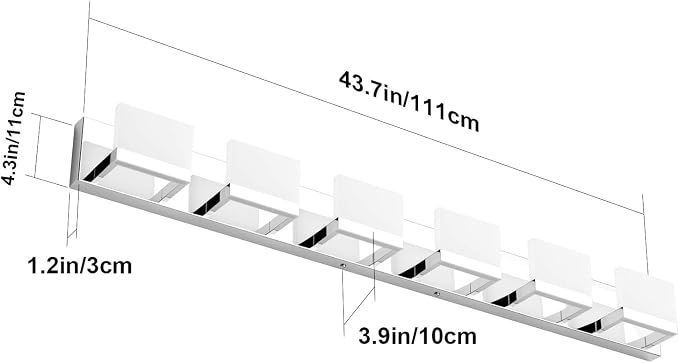 Tipace 6 Lights Dimmable LED Modern Vanity Lights for Bathroom, Chrome Bathroom Wall Light Fixtures Over Mirror (White Light 6000K)