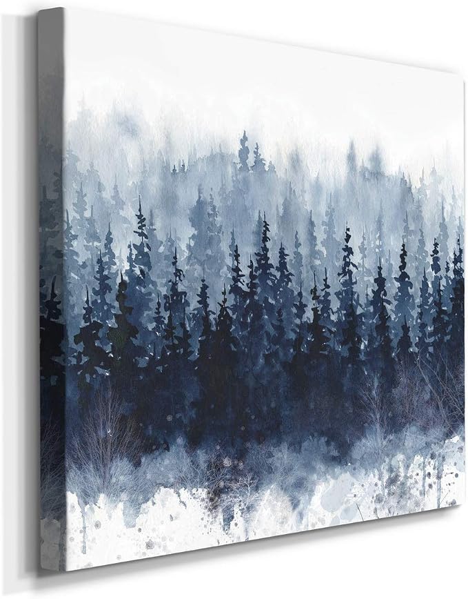Renditions Gallery Indigo Forest Wall Art, Premium Gallery Wrapped Canvas Decor, Ready to Hang, 24 in H x 24 in W, Made in America Print