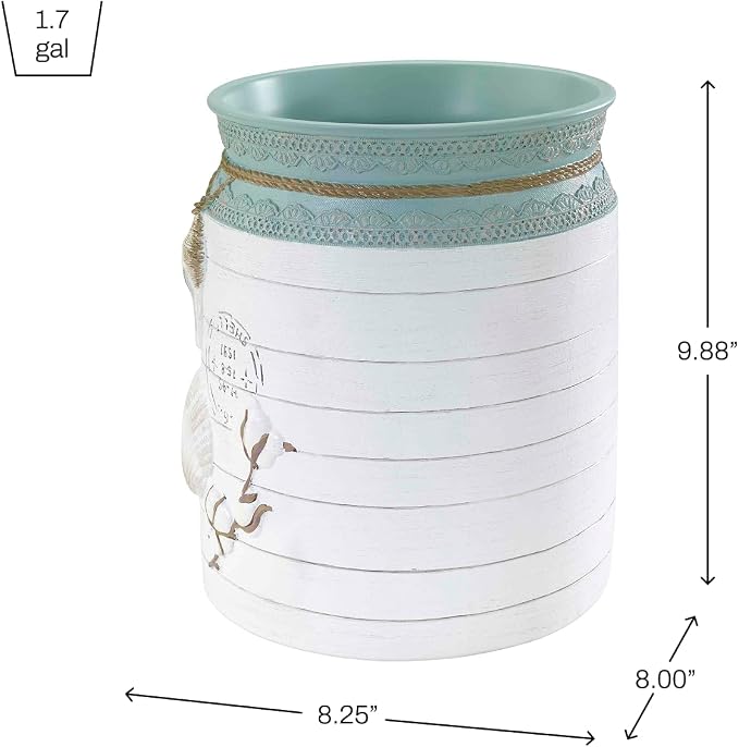 Avanti Linens - Wastebasket, Decorative Trash Can for Home or Office, Farmhouse Chic Home Decor (Farmhouse Shell Collection)