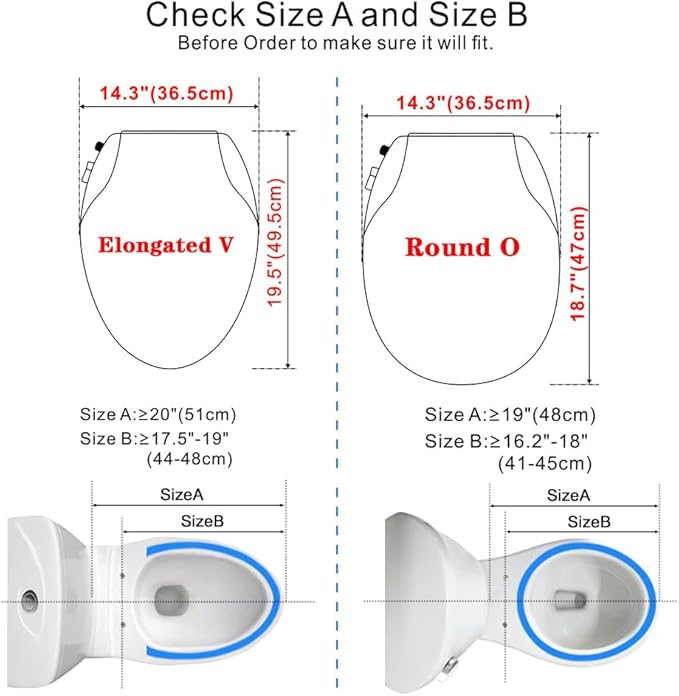 Toilet Seat Bidet Seat with Self Cleaning Dual Nozzles Non electric Separated Rear & Feminine Cleaning Natural Water Spray, soft close toilet seat,Easy DIY Installation