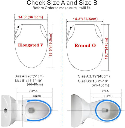Toilet Seat Bidet Seat with Self Cleaning Dual Nozzles Non electric Separated Rear & Feminine Cleaning Natural Water Spray, soft close toilet seat,Easy DIY Installation