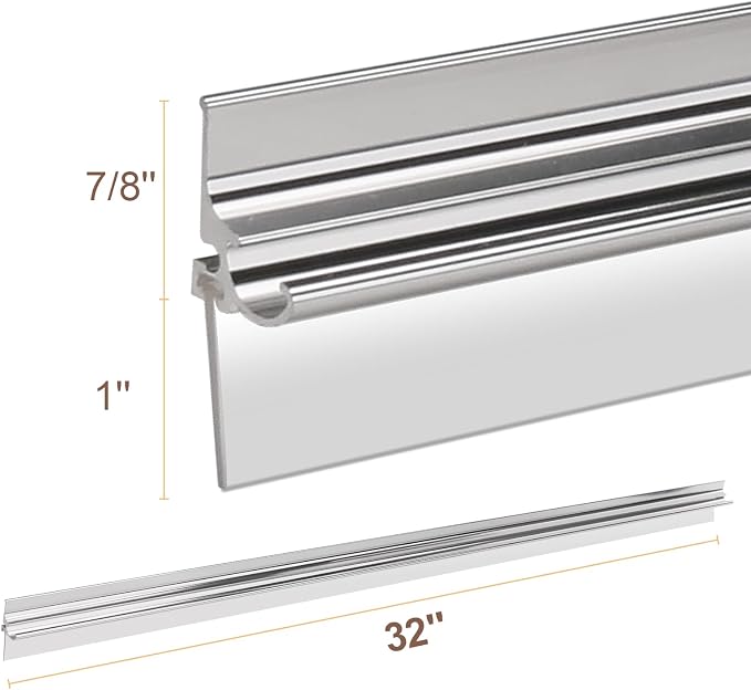 32” Shower Door Drip Rail with Sweep for Chrome Framed Shower Door Bottom | Compatible with Sliding Glass Shower Doors bottom Replacement Parts