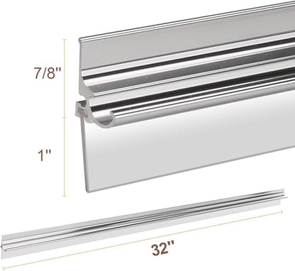 32” Shower Door Drip Rail with Sweep for Chrome Framed Shower Door Bottom | Compatible with Sliding Glass Shower Doors bottom Replacement Parts