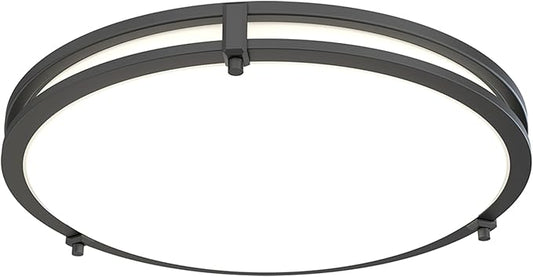 Juno Saturn Flush Mount Ceiling Light with Switchable Color Temperature (2700K-5000K), 16-Inch, Matte Black
