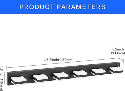 SOLFART Bathroom Light Fixtures, 5 Color Temperature Modern Vanity Lights, Black 6 Lights LED Lighting Light Color Adjustable 5CCT