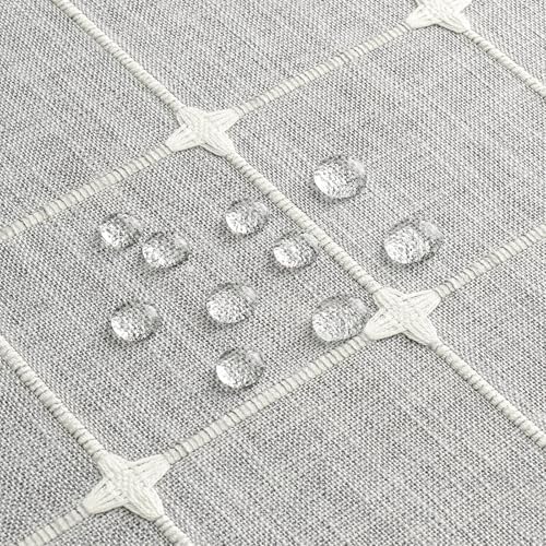 Boho Farmhouse Classic Plaid Linen Tassel Shower Curtain Light Grey,36x72