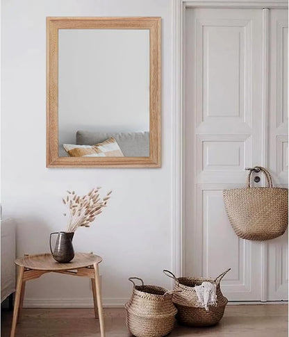 AAZZKANG Rustic Mirrors for Wall Rectangle Wooden Frame Hanging Mirror for Bedroom Bathroom Living Room Entryway Large 28"x20"