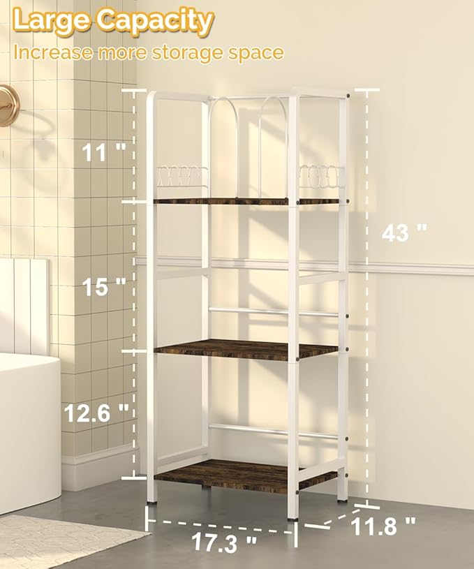 Mondazie Towel Racks for Bathroom Storage Shelves Free Standing, White | 3-Tier Bathroom Towel Rack with Detachable Dividers, Pool Towel Holder Stand with 8 Hooks, Bath Towel Organizer for Poolside