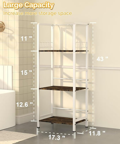 Mondazie Towel Racks for Bathroom Storage Shelves Free Standing, White | 3-Tier Bathroom Towel Rack with Detachable Dividers, Pool Towel Holder Stand with 8 Hooks, Bath Towel Organizer for Poolside