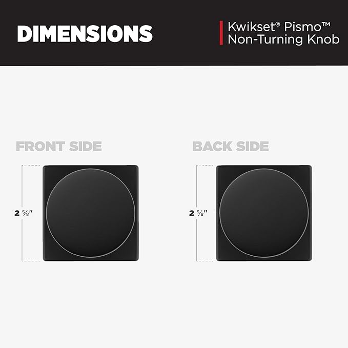 Kwikset Pismo Dummy Door Knob,Sided Handle for Closets,French Double Doors,and Pantry,Matte Black Non-Turning Interior Push/Pull Door Knob,with Microban Protection,(Pack of 4)