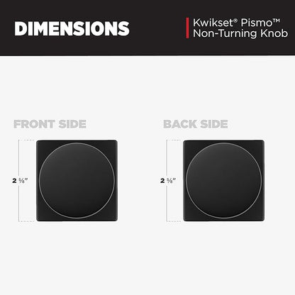 Kwikset Pismo Dummy Door Knob,Sided Handle for Closets,French Double Doors,and Pantry,Matte Black Non-Turning Interior Push/Pull Door Knob,with Microban Protection,(Pack of 4)