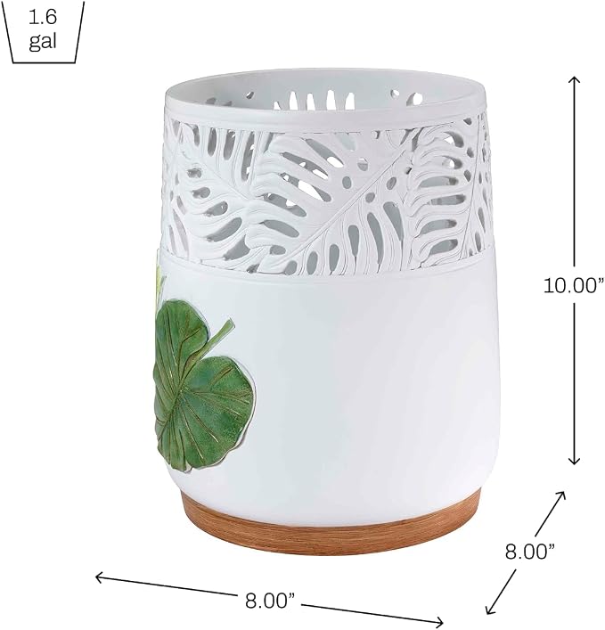 Avanti Linens - Waste Basket, Decorative Trash Can, Palm Tree Leaves Inspired Home Decor (Viva Palm Collection)