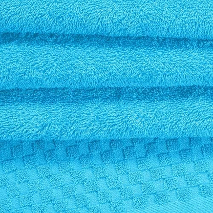 MyOwn Premium Cotton 6 Pack Towel Set for Bathroom, Contains 2 Bath Towels 28x55 inch, 2 Hand Towels 16x24 inch & 2 Wash Coths 12x12 inch, Ideal Everyday use, Compact & Lightweight - Turquoise Blue