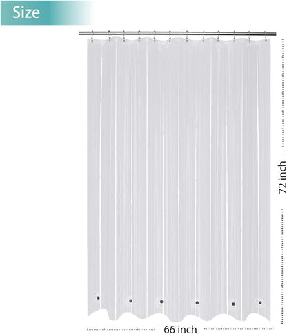Mrs Awesome 66x72 Shower Curtain Liner with 6 Magnets Clear | 8G Thick PEVA,12 Rustproof Grommets, Waterproof Plastic Shower Curtain 66 x 72 inches for Bathroom