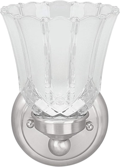 Aspen Creative 62170-1A, One-Light Metal Bathroom Vanity Wall Light Fixture, 4-3/4" Wide, Transitional Design in Satin Nickel
