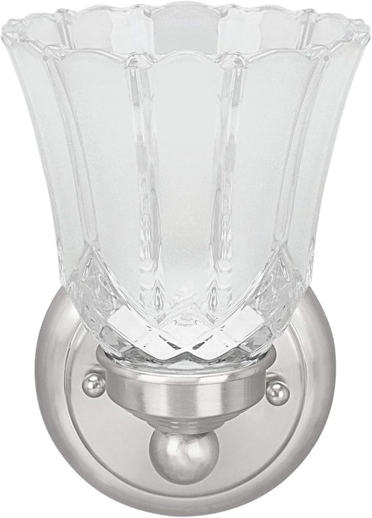 Aspen Creative 62170-1A, One-Light Metal Bathroom Vanity Wall Light Fixture, 4-3/4" Wide, Transitional Design in Satin Nickel