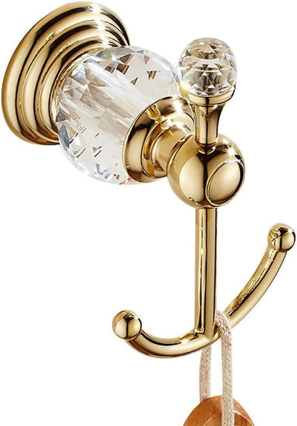 WINCASE Gold Bathroom Accessories, Adjustable Crystal Towel Bar Set, Golden Hardware Set Hand Towel Ring Racks Paper Holder Hook Wall Mounted