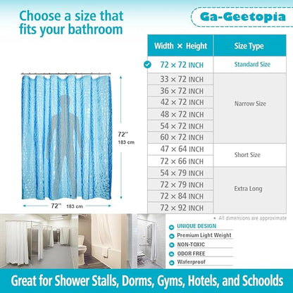 Ga-Geetopia EVA 3D Blue Pearl Water Cube Plastic Shower Curtain Liner - Premium Light Weight 72" x 72" Blue Bathroom Shower Showroom Curtain Liner with Rustproof Metal Gromments and Weighted Magnet