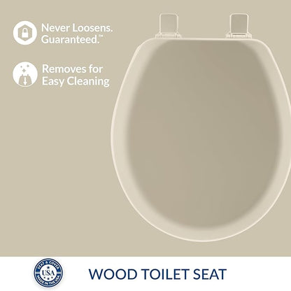 Mayfair Cameron Bone Toilet Seat, Non Slip Heavy Duty Wood, Easy Clean, Made in USA, Round