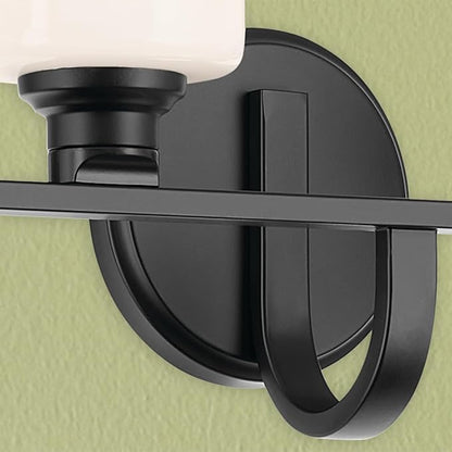 Kichler Gioe 32.25" 4-Light Vanity Light with Opal Glass in Black, Damp Rated, for Bathroom, Powder Room, Over a Mirror, (32.25" W x 10.5" H), 55227BK