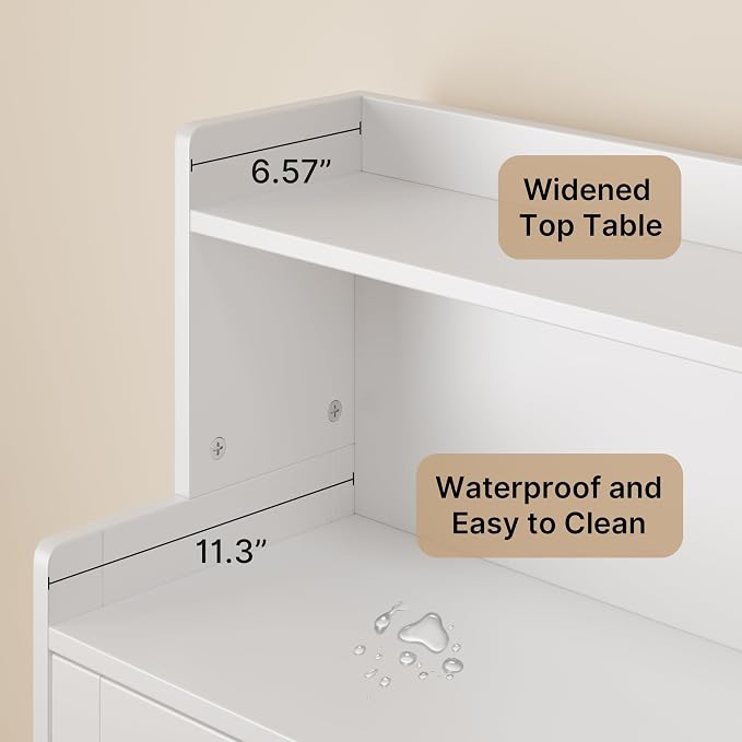 Gizoon 40" H Bathroom Storage Cabinet with 2 Adjustable Shelves, White | Freestanding Organizer with 2 Doors, Floor Pantry Cabinet for Dining Room, Kitchen, Living Room, Hallway