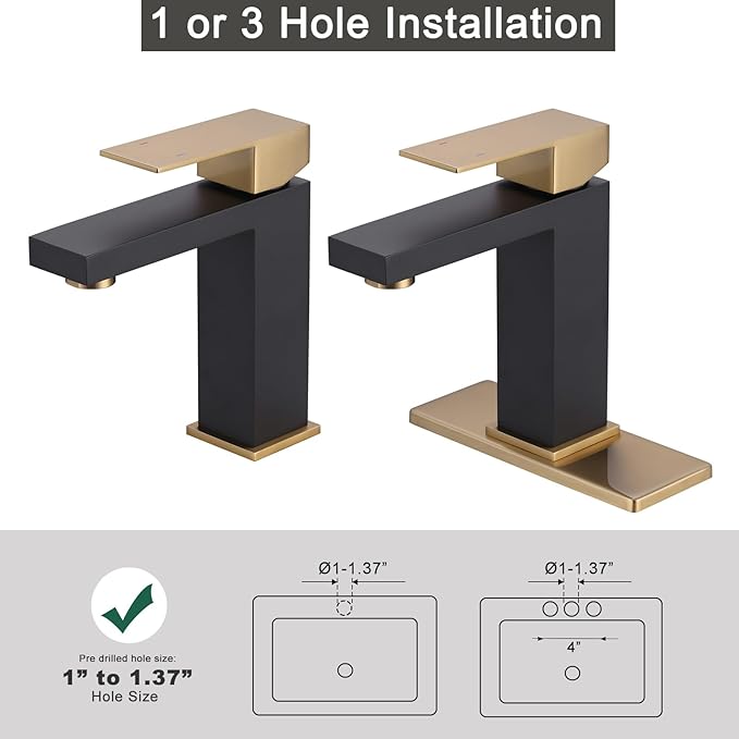 Black and Gold Bathroom Faucet ARCORA Black Gold Faucet for Bathroom Sink Modern Single Hole Bathroom Faucet with cUPC Supply Lines and Pop Up Drain